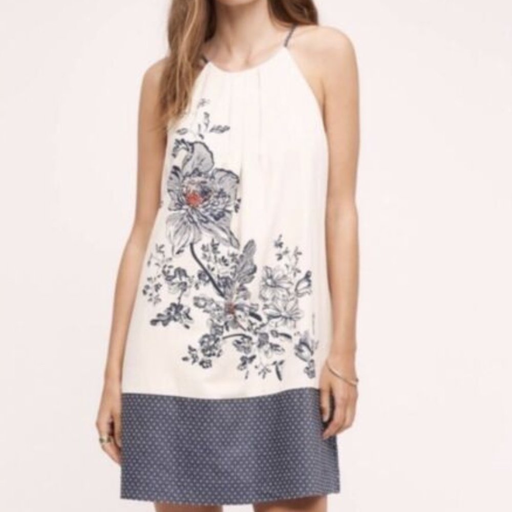 NWT Anthropologie Floreat Sava Silk Halter Dress 2P